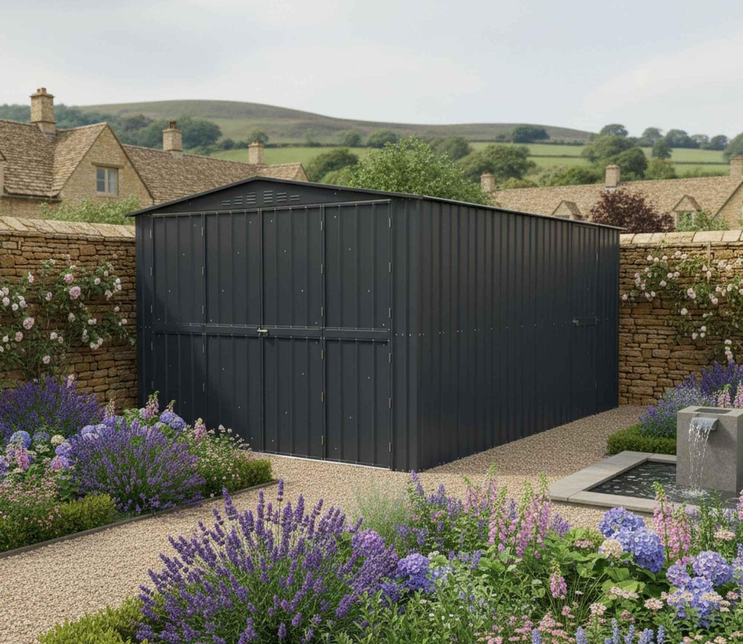Globel 10 x 15 ft Dual Door Metal Workshop Garage