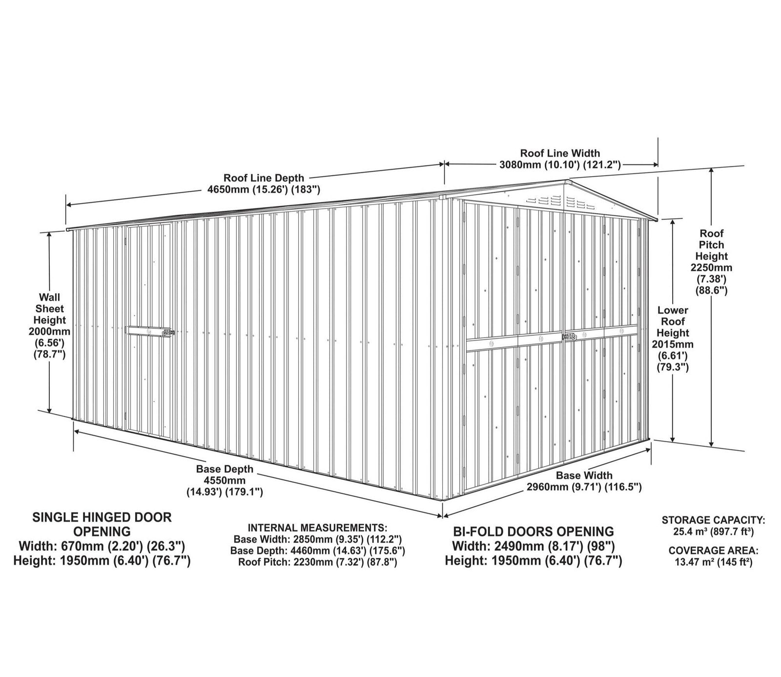 Globel 10 x 15 ft Dual Door Metal Workshop Garage