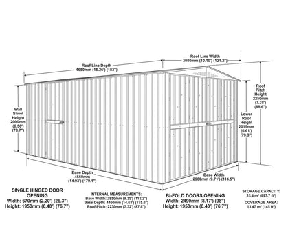 Globel 10 x 15 ft Dual Door Metal Workshop Garage