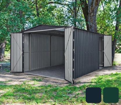 Globel 10 x 15 ft Dual Door Metal Workshop Garage