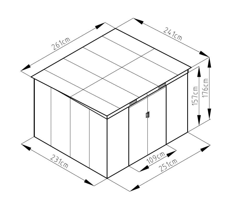 Lotus Sheds Adonis 9 x 8 ft Pent Metal Shed
