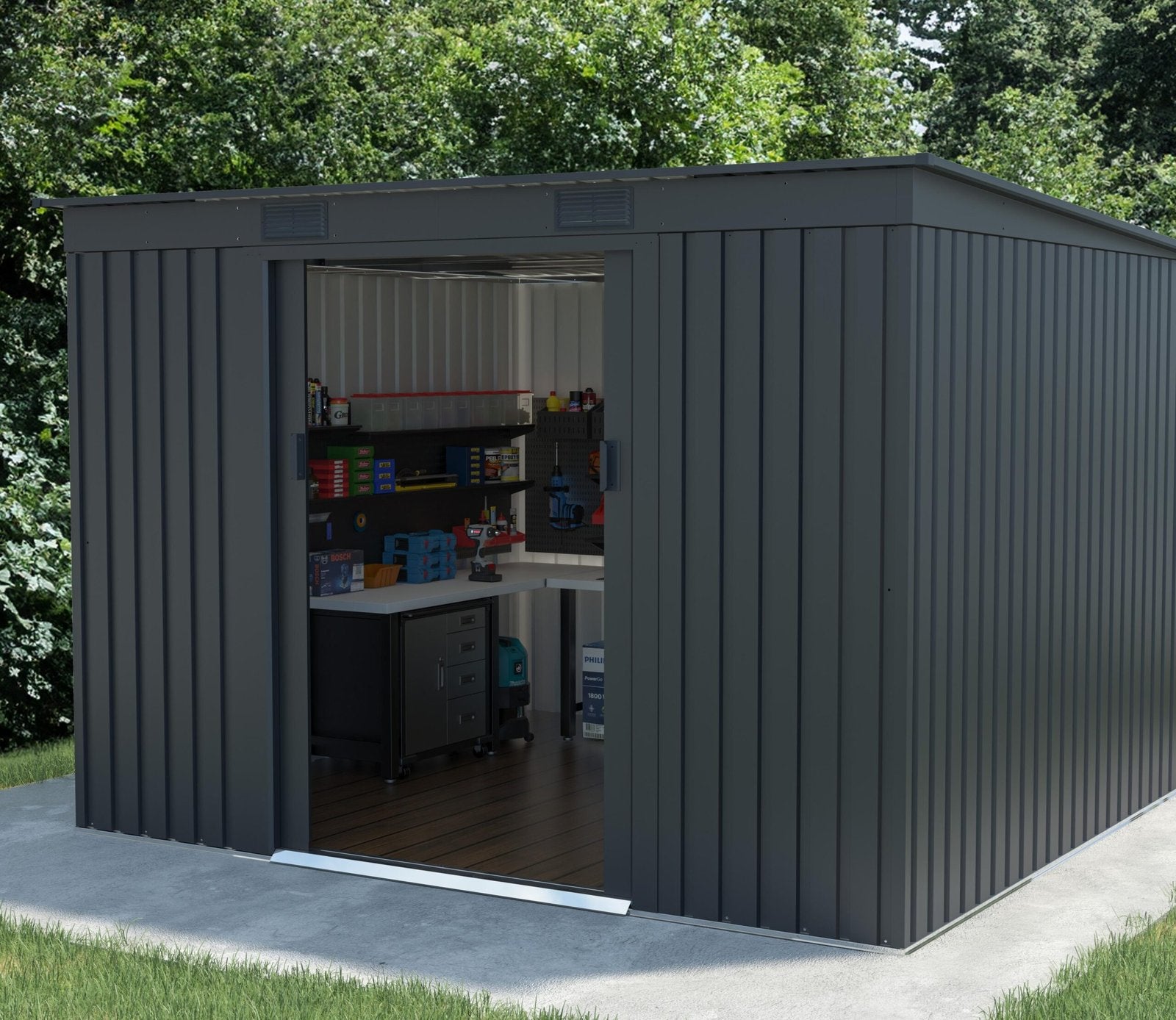 Lotus Sheds Adonis 9 x 8 ft Pent Metal Shed
