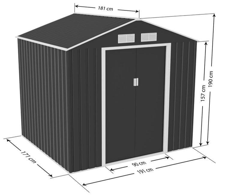 Lotus Sheds Hera 7 x 6 ft Apex Metal Shed