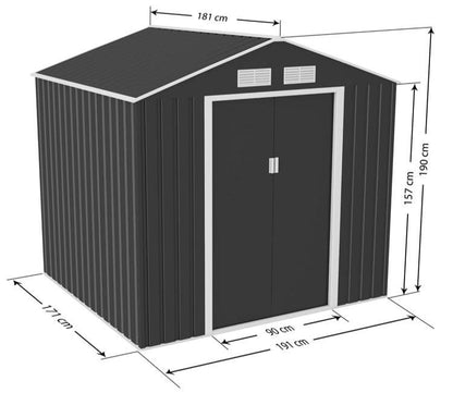Lotus Sheds Hera 7 x 6 ft Apex Metal Shed