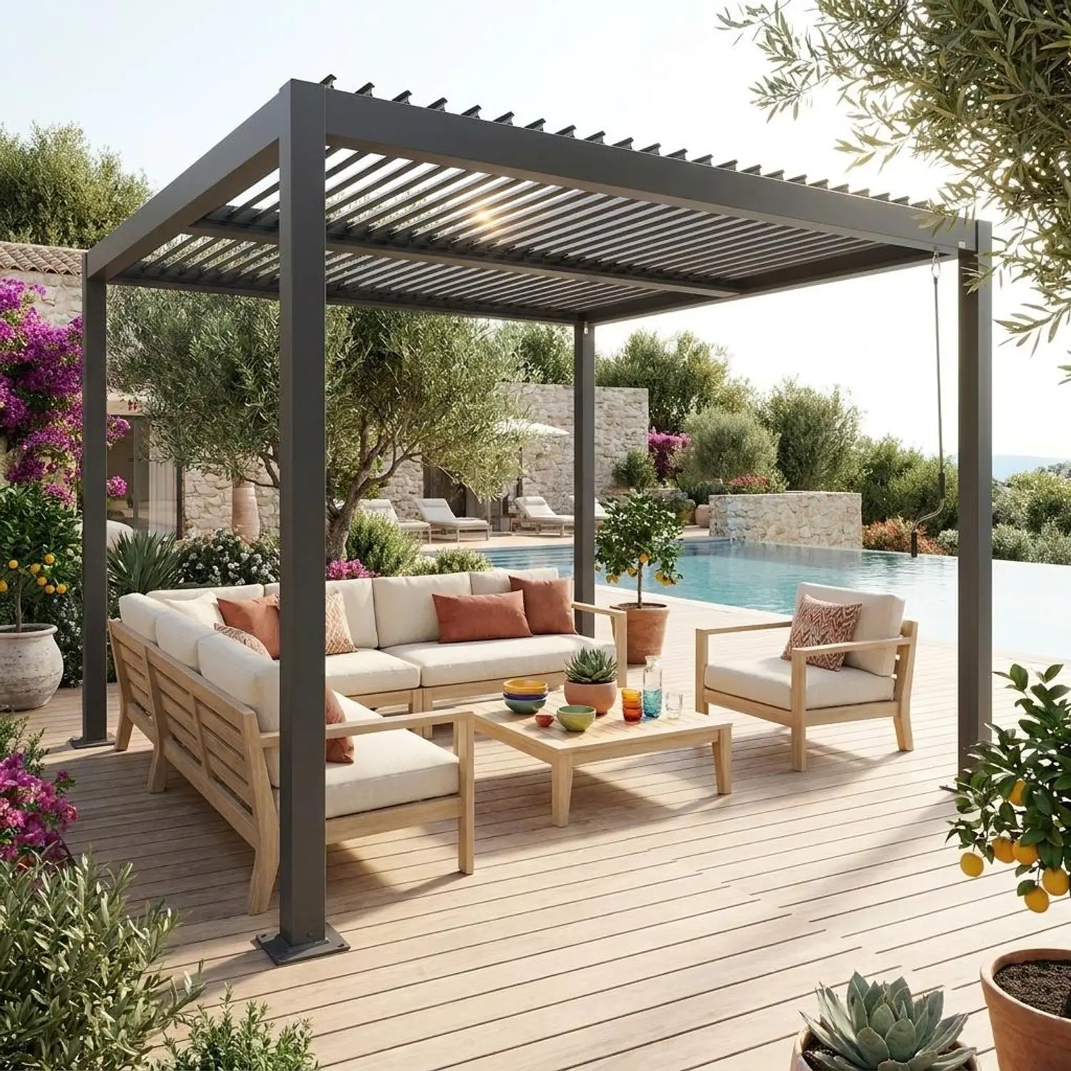 Palace 3x3m Louvered pergola aluminium and steel 3 x 3m