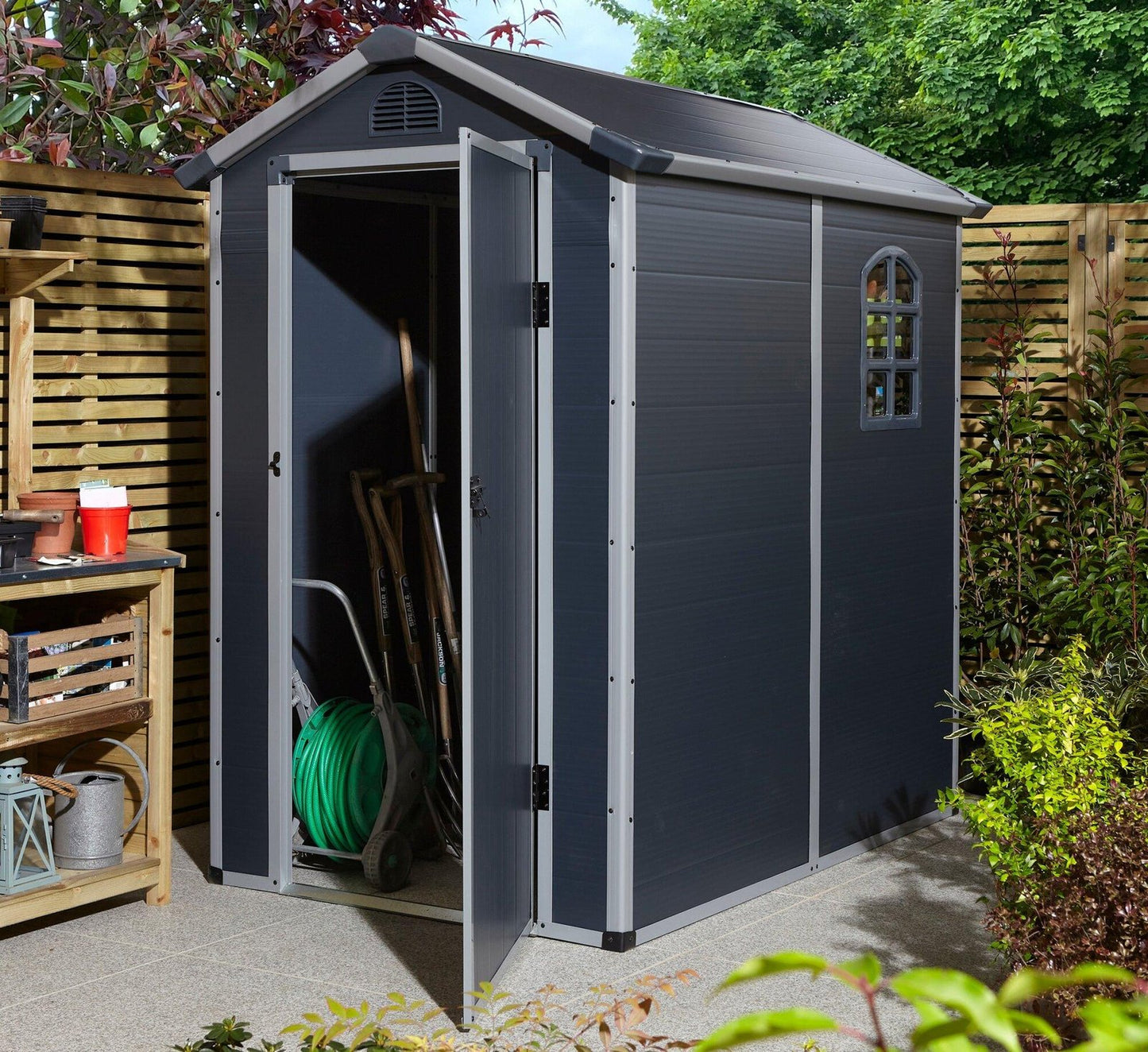 Rowlinson Airevale 4 x 6 ft Dark Grey Plastic Apex Shed