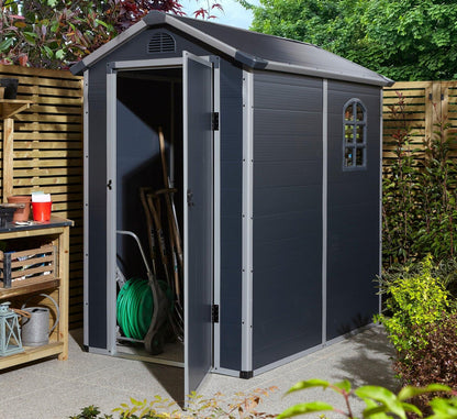 Rowlinson Airevale 4 x 6 ft Dark Grey Plastic Apex Shed