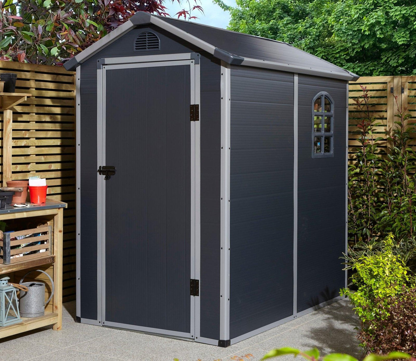 Rowlinson Airevale 4 x 6 ft Dark Grey Plastic Apex Shed