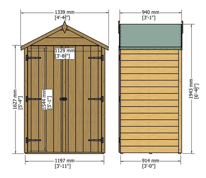 Shire Overlap 4 x 3 ft Dip Treated Shed